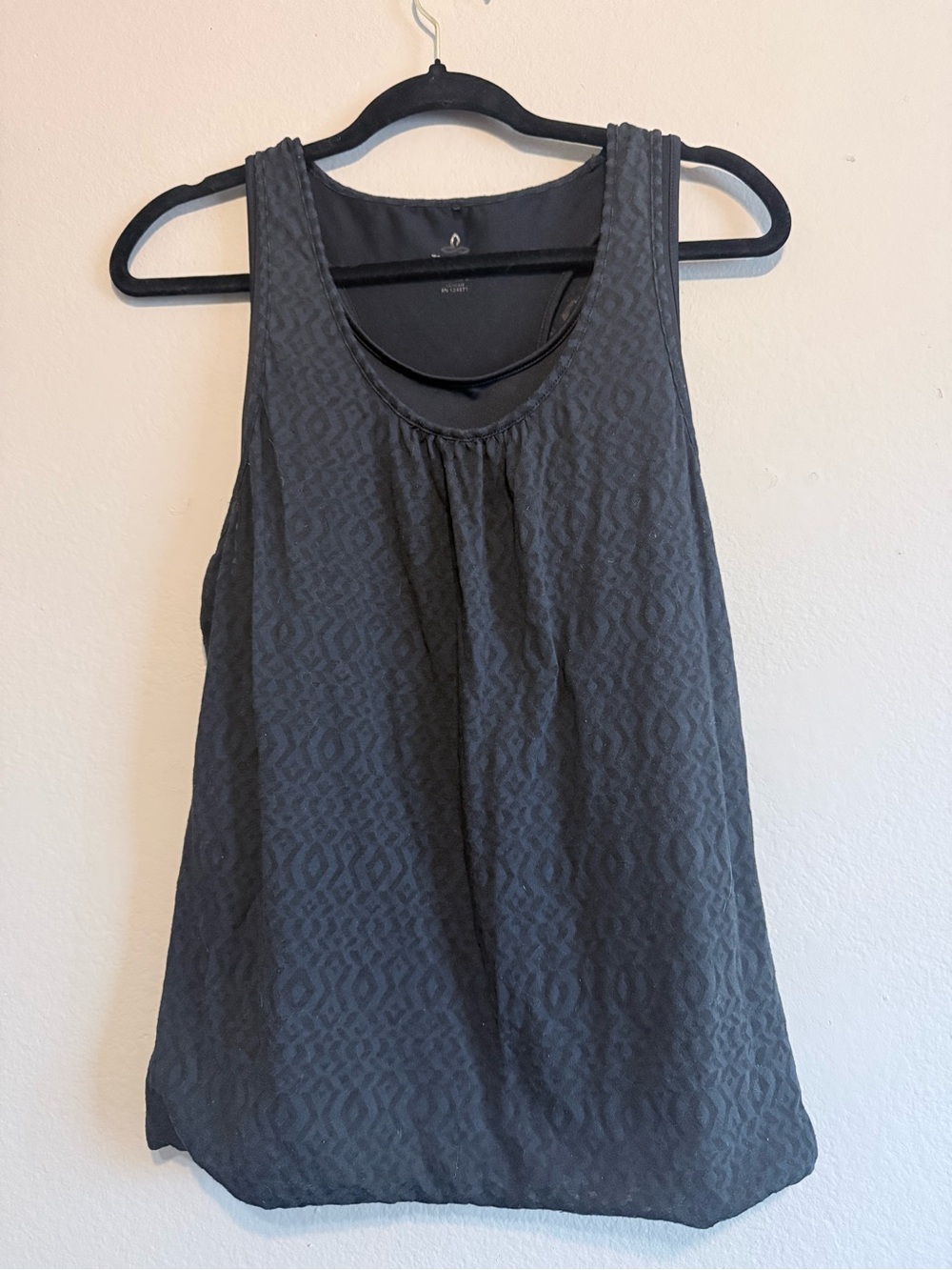 Prana Black Textured Scoop Neck Tank